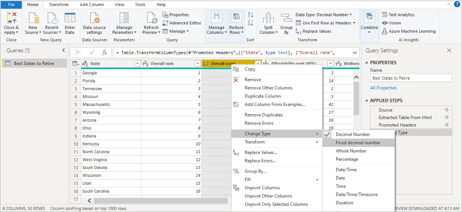 changing data types